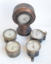 Five vintage car clocks by Smiths to include a desktop mounted example, H21cm