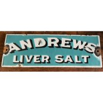 Vintage Andrew’s Liver Salt advertising enamel sign. 30cm x 10cm.