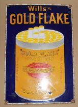 Single sided enamel sign 'Wills GOLDEN FLAKE' cigarettes 34cmx51cm