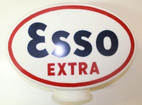 Esso Extra double sided glass petrol pump globe, H38cm W51cm D19cm