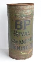 Twelve gallon BP Royal Standard Burning Oil drum with internal syphon, H74.7cm