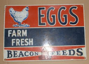 Single sided Enamel sign ' BEACON FEEDS' 41cmX29cm