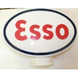 Esso double sided glass petrol pump globe, with Esso logo on both rim sides, H38cm W52cm D19cm