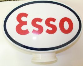 Esso double sided glass petrol pump globe, with Esso logo on both rim sides, H38cm W52cm D19cm