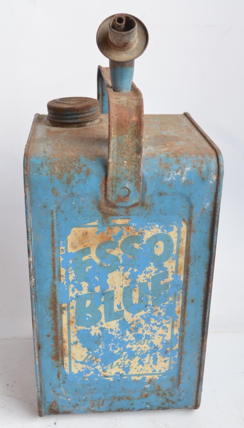 Three vintage oil/fuel cans to include a Valor Esso blue example. Also a galvanised tin bath and a - Image 2 of 3