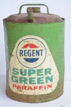 Vintage Regent Super Green Paraffin can with lid and nozzle stoppers, Height approx 32cm