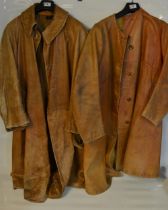 Pair of early C20th leather motoring/aviators jackets, no sizes indicated to include a gentlemen's