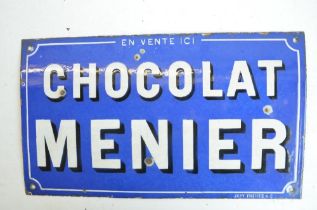 Single sided plate steel enamel advertising sign for Chocolat Menier, 42x24.4cm