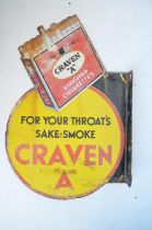 Double sided plate steel enamel advertising sign for Craven "A" Virginia Cigarettes with right