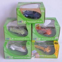 Five diecast 1/18 scale Messerschmitt KR 200 3 wheeler car models from Revell, models at least