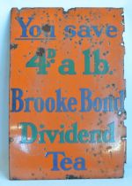 Single sided plate steel enamel advertising sign for Brooke Bond Dividend Tea, 76x50.8cm