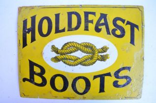 Single sided plate steel enamel advertising sign for Holdfast Boots (restoration to artwork, see