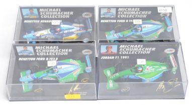 Four 1/43 scale Minichamps/Paul's Model Art diecast Formula 1 Michael Schumacher Collection car