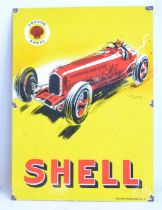 Enamel steel plate advertising sign for Service Shell, 54.5x40cm