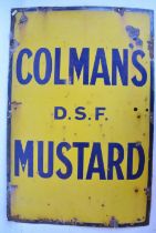 Single sided plate steel enamel advertising sign for Colman's DSF Mustard, 91.4x60.8cm