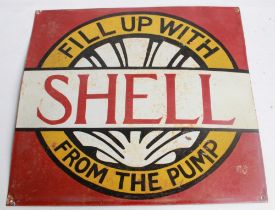 Single sided enamel sign. 'Fill up with Shell'. 55cmx55cm
