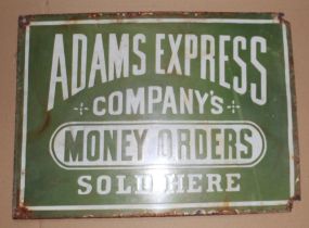 Single sided enamel sign 'ADAMS EXPRESS MONEY ORDERS' 45cmX33cm