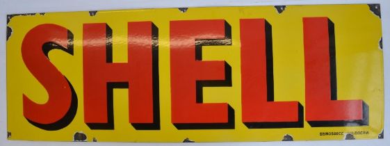 Enamel single sided plate steel advertising sign for Shell 116x40cm