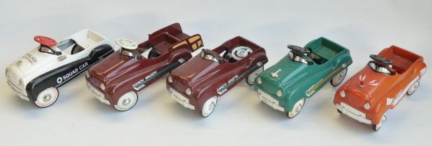 Five 1/3 scale diecast and pressed metal limited edition pedal cars from Xonex (all of 10,000) to