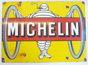 Single sided enamel plate steel advertising sign for Michelin, 61x44.1cm