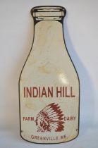 Enamel steel plate advertising sign for Indian Hill Farm Dairy, 76.5x33cm
