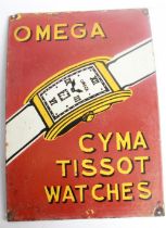 Single sided enamel sign. 'Omega Watches' 36cmx51cm