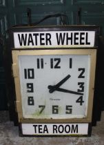 Art Deco dual faced advertisement clock by Gesign. Fittings for illumination. Glass intact and two