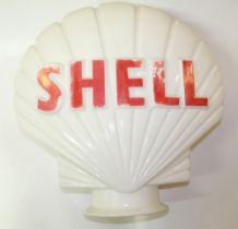 Shell double sided glass petrol pump globe, H44cm W44cm D17cm