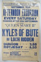 Rare advertising poster for Scottish Williamson-Buchanan Steamers, September 1939 by Turbine powered