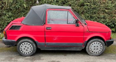 Classic 1988 Fiat 126 BIS soft top convertible in red. 704cc, petrol, 2 door, Mileage 27324, reg