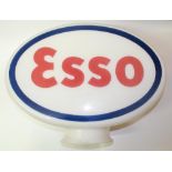 Esso double sided glass petrol pump globe, with Esso logo on both rim sides, H38cm W52cm D19cm