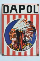 Enamel steel plate advertising sign for Dapol, 45.7x63.5cm