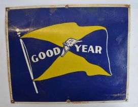 Enamel steel plate advertising sign for Goodyear, 63.5x50.5cm