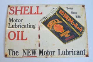 Enamel steel plate advertising sign for Shell Motor Lubricating Oil, 50x33cm