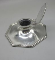 Geo.V hallmarked Sterling silver inkwell with octagonal base, makers mark worn, Sheffield, 1922, and