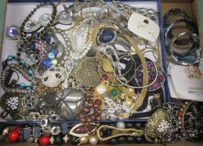 Collection of costume jewellery including necklaces, bracelets, earrings etc. and a wooden jewellery