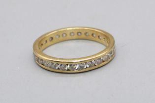 18ct yellow gold eternity, set with white stones, stamped 750, M1/2, 2.9g
