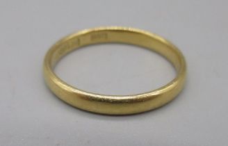 22ct yellow gold wedding band, stamped 22, size P1/2, 3.44g