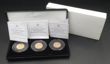 Jubilee Mint - Three Queen Elizabeth II 22 Carat Gold Sovereigns, The 1966 'Gillick Portrait', The