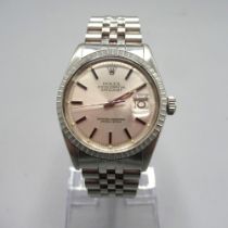 1980's Rolex Oyster Perpetual Datejust stainless steel automatic wristwatch with date on matching