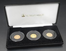 Jubilee Mint - Three coin case of Victoria Sovereigns 1849, 1887 & 1900