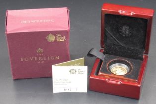 The Royal Mint - The Piedfort Sovereign 2018 Gold Proof Coin, No.0110/2675, with COA in original box