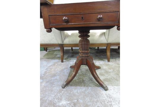 Regency mahogany drop leaf games table, with reversable chess board top and backgammon interior, - Image 4 of 4