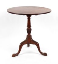 Property of a deceased estate - a George III mahogany circular tilt-top table with turned column &