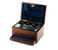 Property of a lady - an early 19th century George IV rosewood vanity box, three of the fittings with