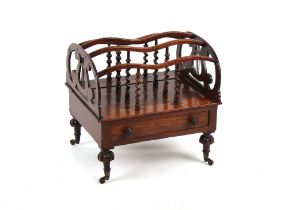 Property of a lady - a William IV rosewood three division canterbury, circa 1835, with lyre ends &