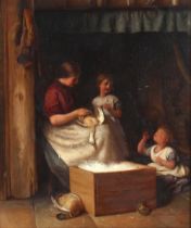 Property of a lady - J. Clark (English, late 19th century) - PLUCKING THE DUCK, AN INTERIOR SCENE