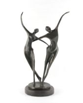 Mili (20th century) - DANCERS - a patinated bronze sculpture, on marble base, signed, 18.3ins. (46.