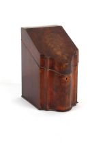 Property of a deceased estate - a George III mahogany & crossbanded knife box, the interior