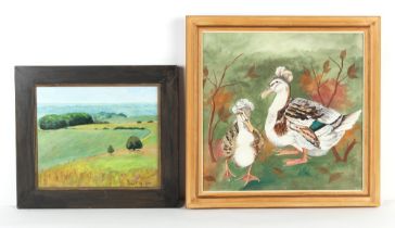 Property of a gentleman - Jeanne Maze (modern) - GEESE - gouache on paper, 20.85 by 21.4ins. (53